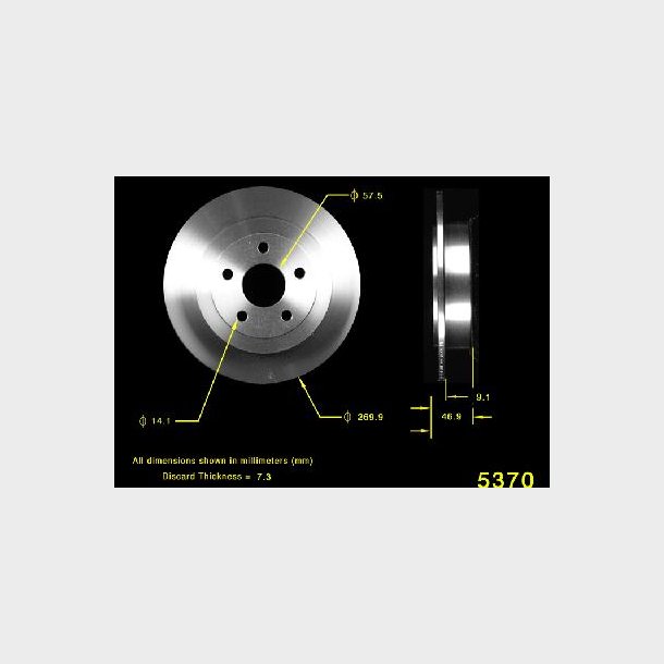 Bremseskive bag Chrysler &amp; Dodge 1995 til 2010 (12163054 - PRT5051 - 145051 - AX53008)