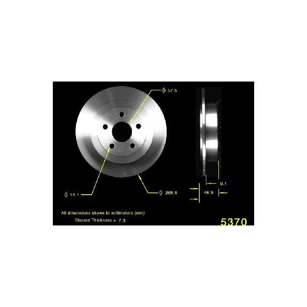 Bremseskive bag Chrysler &amp; Dodge 1995 til 2010 (12163054 - PRT5051 - 145051 - AX53008)