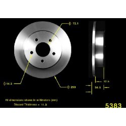 Bremseskive bag Chrysler &amp; Dodge 1997 til 2007 (AX5383 - Bendix 145153 - PRT5153)
