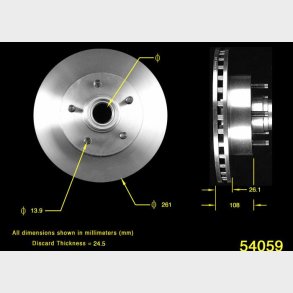 Bremseskive for m/ABS Ford Ranger 1998 til 2005 (Bendix PRT5216 - AX54059 - 125683)