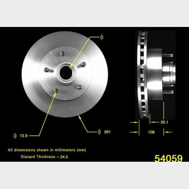 Bremseskive for m/ABS Ford Ranger 1998 til 2005 (Bendix PRT5216 - AX54059 - 125683)