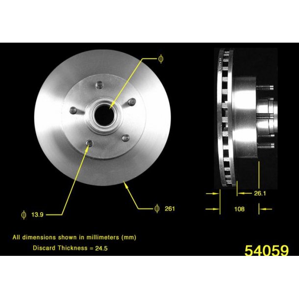 Bremseskive for m/ABS Ford Ranger 1998 til 2005 (Bendix PRT5216 - AX54059 - 125683)