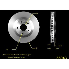 Bremseskive venstre for Corvette 1997 til 2005 (Bendix PRT5168 - AX55043 - AC D 18A947A)