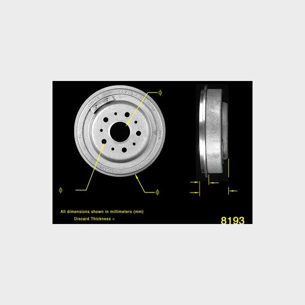 Bremsetromle bag Ford &amp; Mercury 1960 til 1971 (140127 - 18B479 - AX8193 - BD60058 -2637R - BD8193)