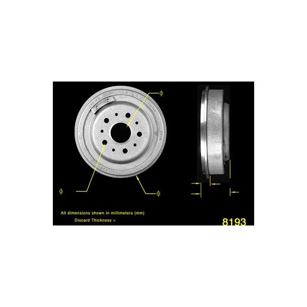 Bremsetromle bag Ford &amp; Mercury 1960 til 1971 (140127 - 18B479 - AX8193 - BD60058 -2637R - BD8193)
