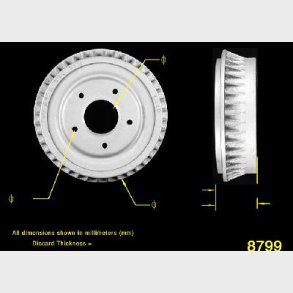 Bremsetromle for Chevrolet, Oldsmobile & Pontiac 1964 til 1974 (Bendix PDR0059 AX8799)