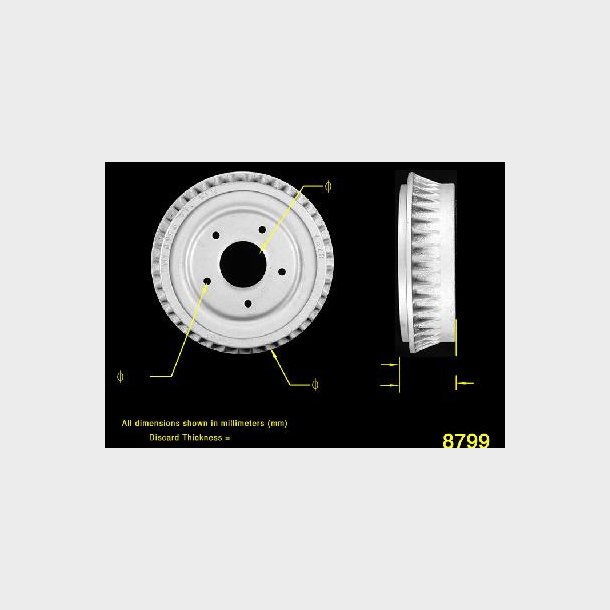 Bremsetromle for Chevrolet, Oldsmobile &amp; Pontiac 1964 til 1974 (Bendix PDR0059 AX8799)