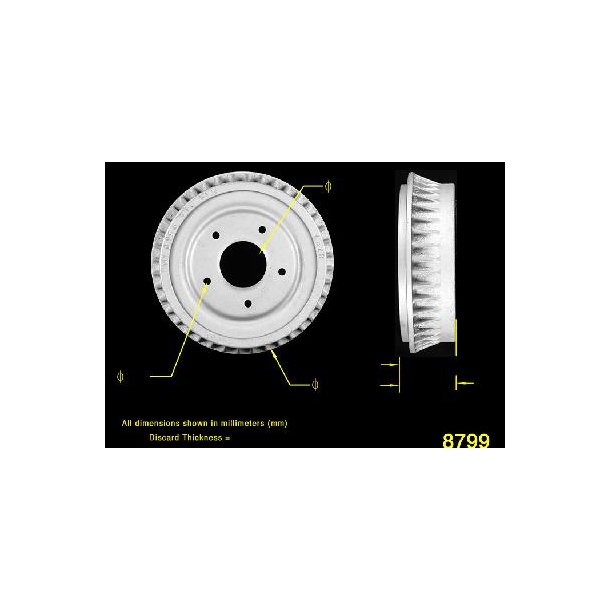 Bremsetromle for Chevrolet, Oldsmobile &amp; Pontiac 1964 til 1974 (Bendix PDR0059 AX8799)