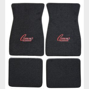 Bundm�tte s�t sort m. logo Chevrolet Camaro 1970 til 1981 Loop Black Floor Mats