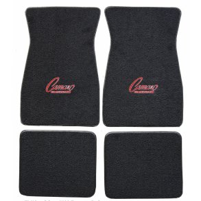 Bundmtte st sort m. logo Chevrolet Camaro 1970 til 1981 Loop Black Floor Mats