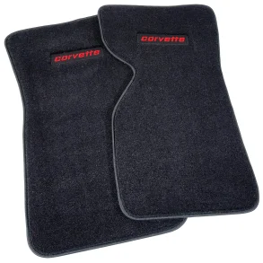 Bundmtte st sort m. Rd logo Corvette 1968 til 1977 Loop Black Floor Mats