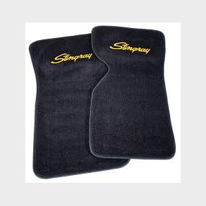  Bundm�tte s�t sort m. Stingray logo yellow gold thread Floor mat Chevrolet Corvette 