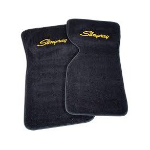 Bundmtte st sort m. Stingray logo yellow gold thread Floor mat Chevrolet Corvette 