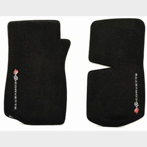Bundm�tte s�t sort m. logo Chevrolet Corvette 1968 til 1982 Loop Black Floor Mats