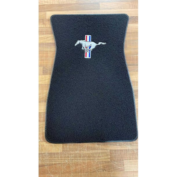 Bundmtte med slv logo for &amp; bag Ford Mustang 1964 til 1973 (fm2b acc carpet) Floor mats