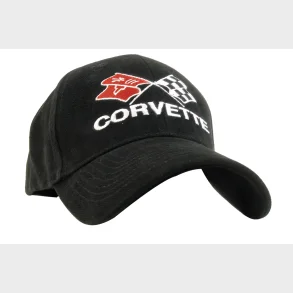 Cap CHEVROLET CORVETTE CAP. CROSSED FLAGS BLACK, Baseball Cap Corvette Script
