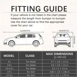 Car Cover 6 lags udend�rs 3XL L�ngde 16&acute; (CVC203G)
