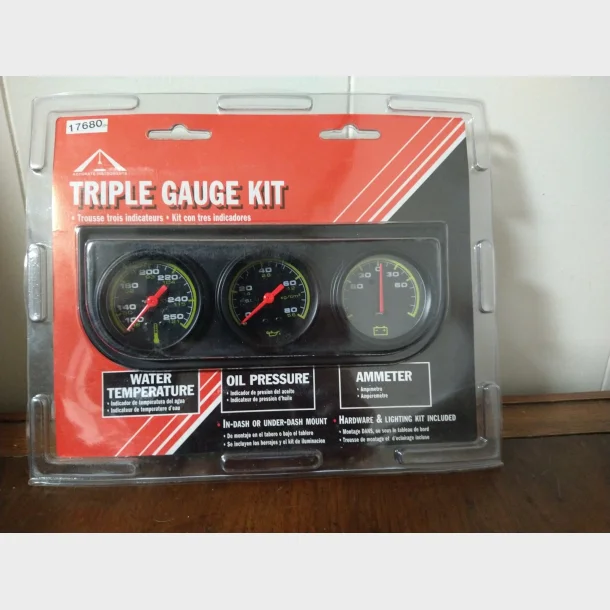 Costumline triple s�t 2" dia. med sort skive Triple Kit Gauge, TRIPLE GAUGE KIT 2" ELECTRICAL 17680
