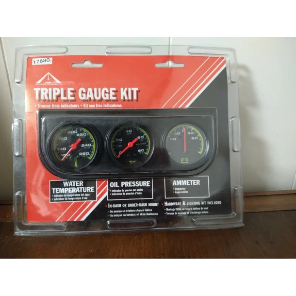 Costumline triple st 2" dia. med sort skive Triple Kit Gauge, TRIPLE GAUGE KIT 2" ELECTRICAL 17680