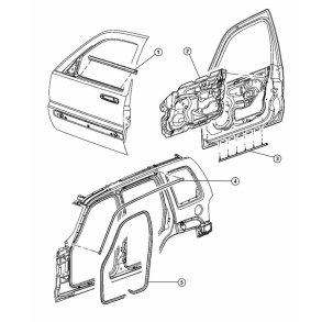 Drgummiliste venstre for Jeep Cherokee/Liberty 2002 til 2009 (55360965AB)