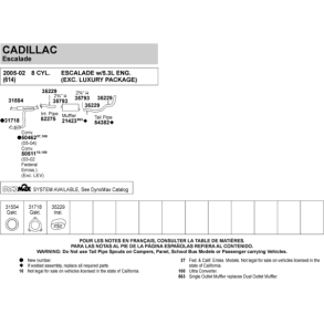 Udst�dningss�t fra kat og bagud Cadillac Excalade 5,3 2002 til 2005