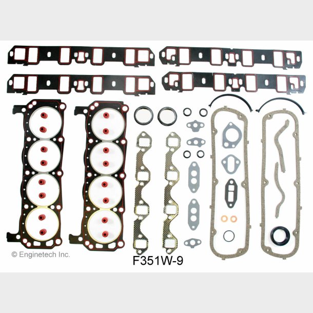 Komplet pakningss�t Ford 351W 1975 til 1984 (Enginetech F351W-9 - Sealed Power 2601126 - KS2329)