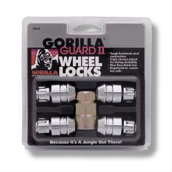 Hjulmtrik lsest med 4 stk. i chrom str. 1/2" (Gorilla Wheel Locks 61681N)