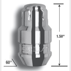 Hjulm�trik l�ses�t med 4 stk. i chrom str. 1/2" (Gorilla Wheel Locks 61681N)