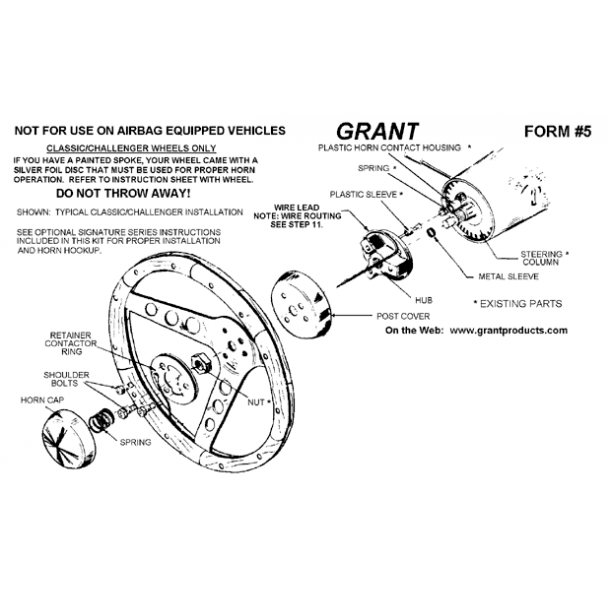 Grant rat adapter-kit (monteringsst) Ford 1955 til 1963 (Grant 4268)