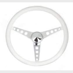 Grant rat, Classic med 3 eger i hvid vinyl/chrome (dia meter 15") Grant Classic Vinyl Steering Wheel