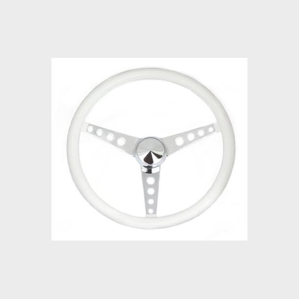 Grant rat, Classic med 3 eger i hvid vinyl/chrome (dia meter 15") Grant Classic Vinyl Steering Wheel