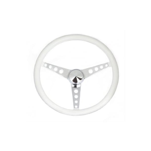 Grant rat, Classic med 3 eger i hvid vinyl/chrome (dia meter 15") Grant Classic Vinyl Steering Wheel