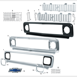 Chevrolet Pick-up Grille Support-Center 1971 - 1972 (303664)