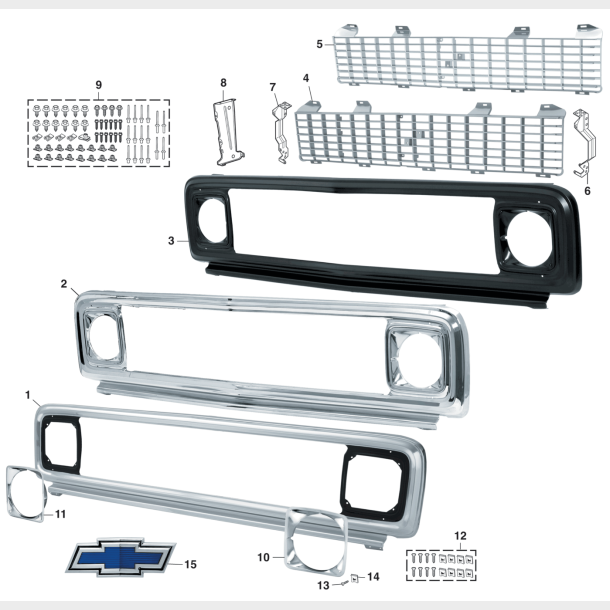 Chevrolet Pick-up Grille Support-Center 1971 - 1972 (303664)