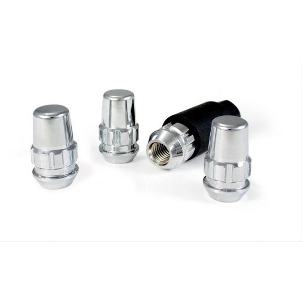 Hjulmtrik lsest med 4 stk. i chrom str. 7/16" (Gorilla Wheel Locks 71671N)