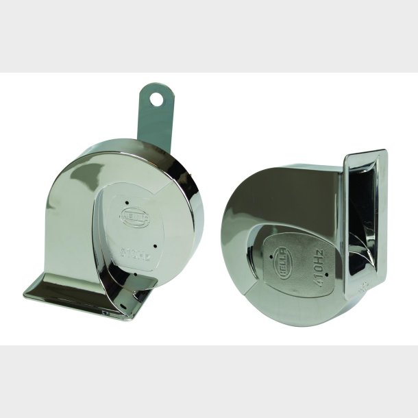 Horn s�t i chrome High and low, Horn s�t med h�j og lav tone, Hella Dual Trumpet Horns