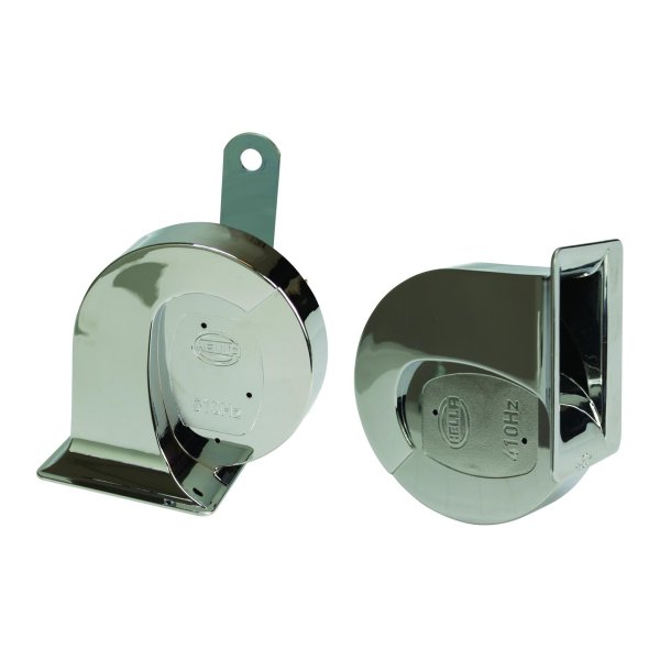 Horn st i chrome High and low, Horn st med hj og lav tone, Hella Dual Trumpet Horns