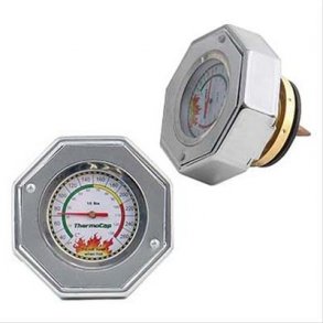 Klerdksel 16 PSI chrome med temperatur mler (Mr. Gasket 2471S)