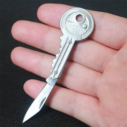 Lommekniv udformet som n�glering &amp; passer perfekt i n�gle bundtet (KeyShaped Folding Knife 66837)