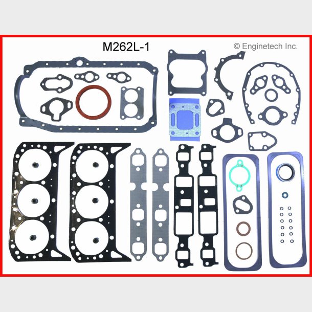 Komplet pakningss�t GM Marine 262" = 4,3 V6 uden balanceaksel (Enginetech M262L-1) Full set
