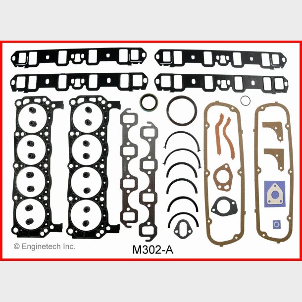 Komplet pakningss�t Ford Marine 302" = 5,0 (Enginetech M302-A) Full set