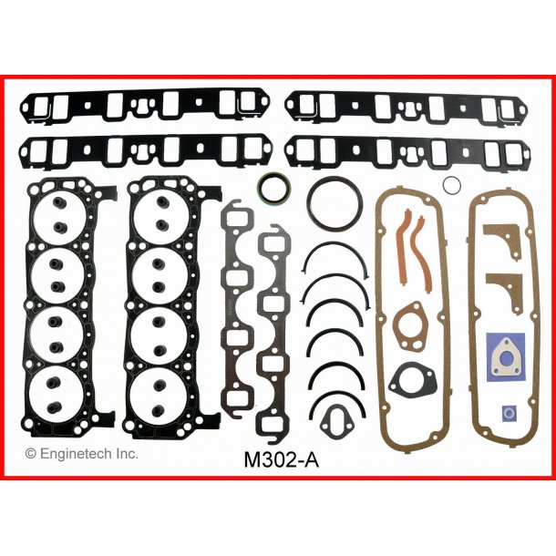 Komplet pakningsst Ford Marine 302" = 5,0 (Enginetech M302-A) Full set