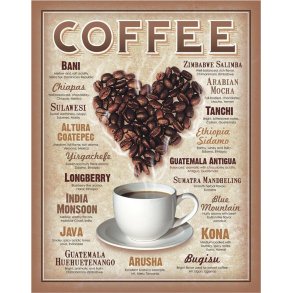 Metalskilte sign Heart Coffee 