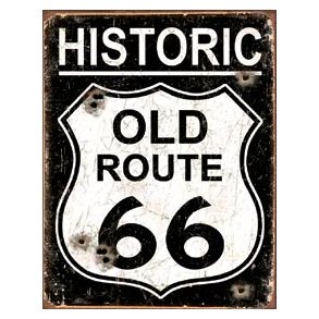 Metalskilt Old Route 66 - Weathered 