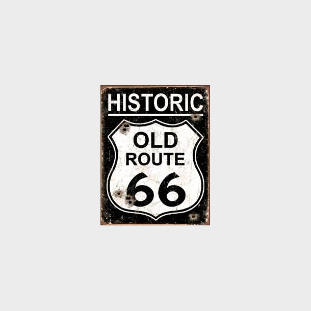 Metalskilt Old Route 66 - Weathered 