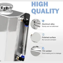 Overflow Tank, Universal 2L Aluminum Radiator Coolant Overflow Expansion Water Tank Silver, SAPPP00438