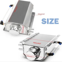 Overflow Tank, Universal 2L Aluminum Radiator Coolant Overflow Expansion Water Tank Silver, SAPPP00438