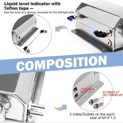 Overflow Tank, Universal 2L Aluminum Radiator Coolant Overflow Expansion Water Tank Silver, SAPPP00438