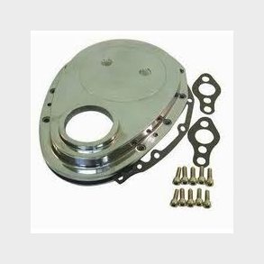 POLISHED Aluminum 2 Piece Small Block Chevy Timing Chain Cover Kit SBC 350 400