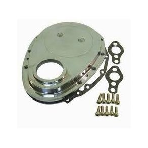 POLISHED Aluminum 2 Piece Small Block Chevy Timing Chain Cover Kit SBC 350 400
